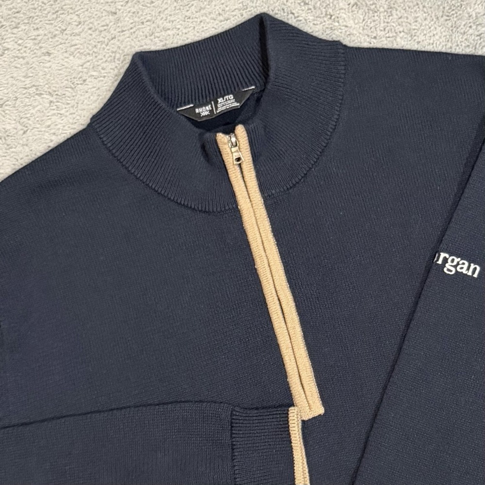 Rhone JP Morgan Wall Street Banking Men XL Commuter Quarter 1/4 Zip Sweater Navy